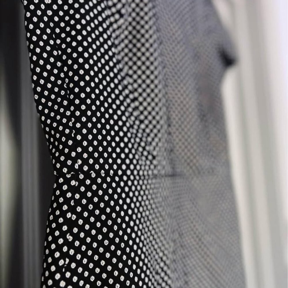 J.Crew Mock Neck Jacquard Sheath Dress Black Metallic Dot Career Cocktail Size 2 - Picture 3 of 4